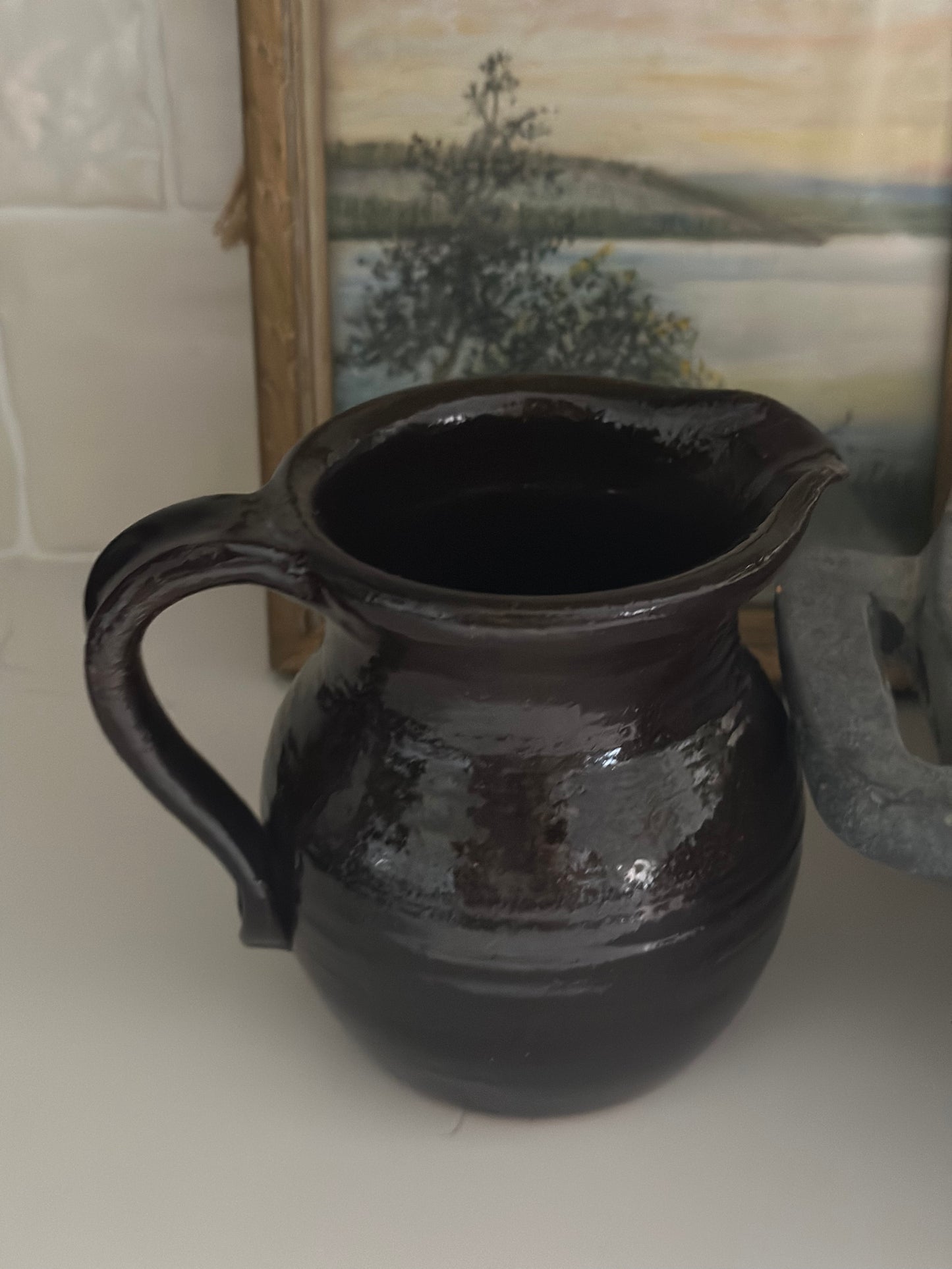 Brown Vintage Clay Pitcher