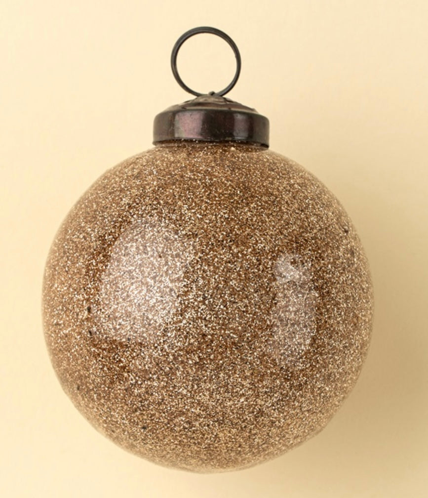 Small Glitter Ball Ornament-Blush