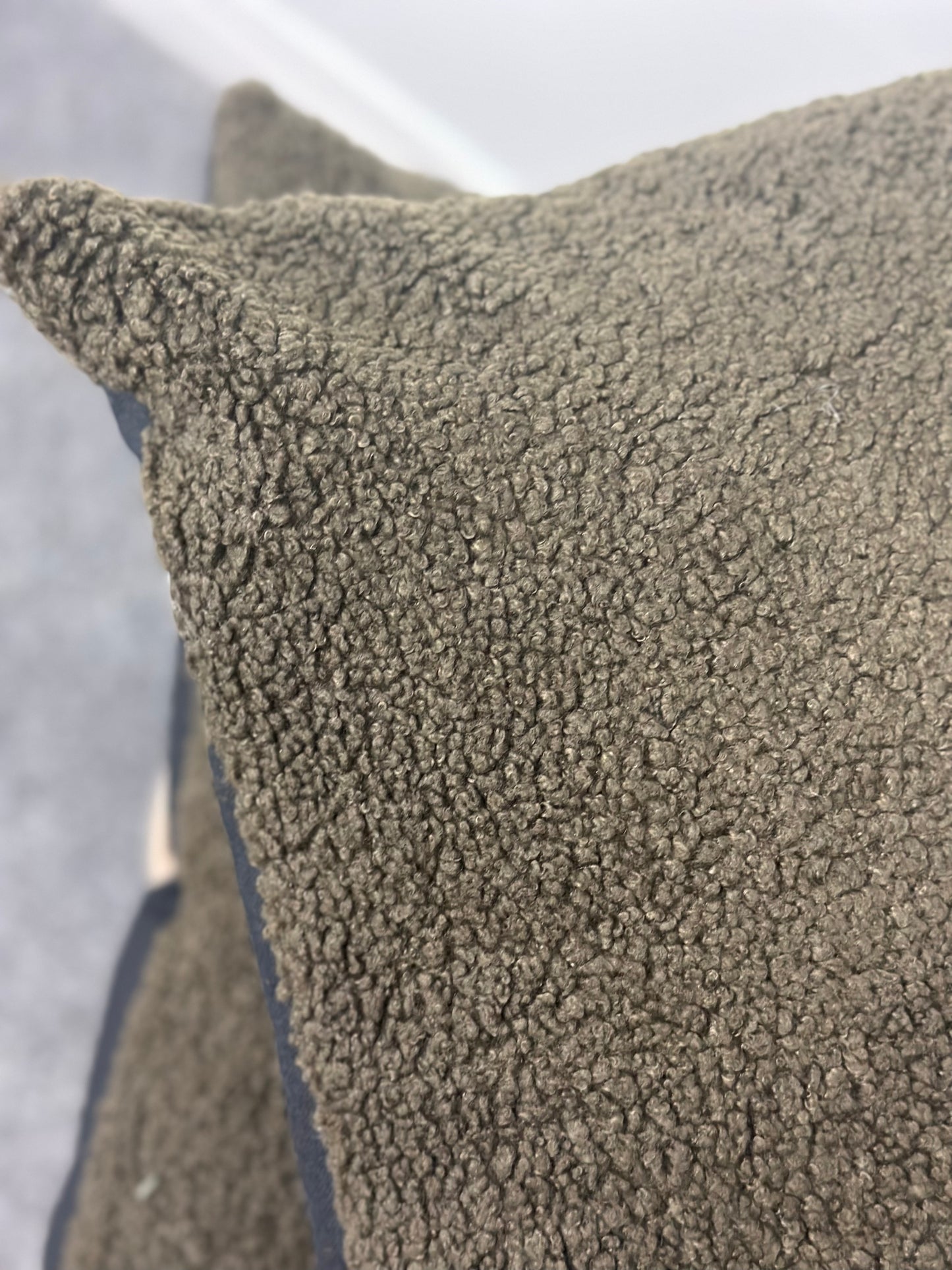 Dark olive green sherpa pillows
