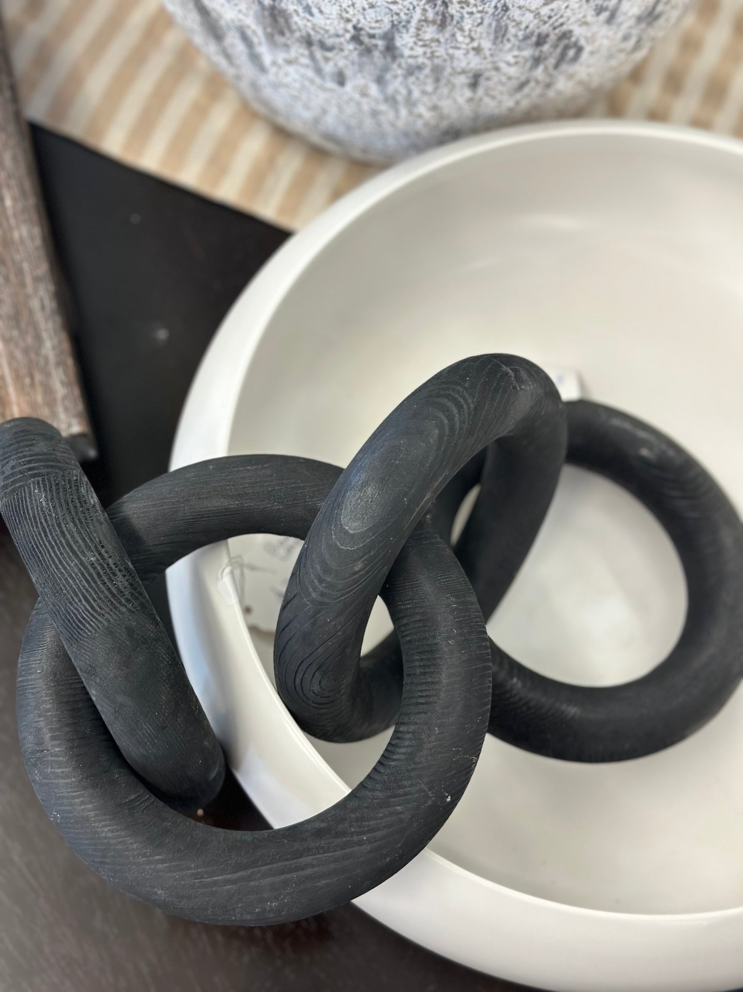 Black wood chain links