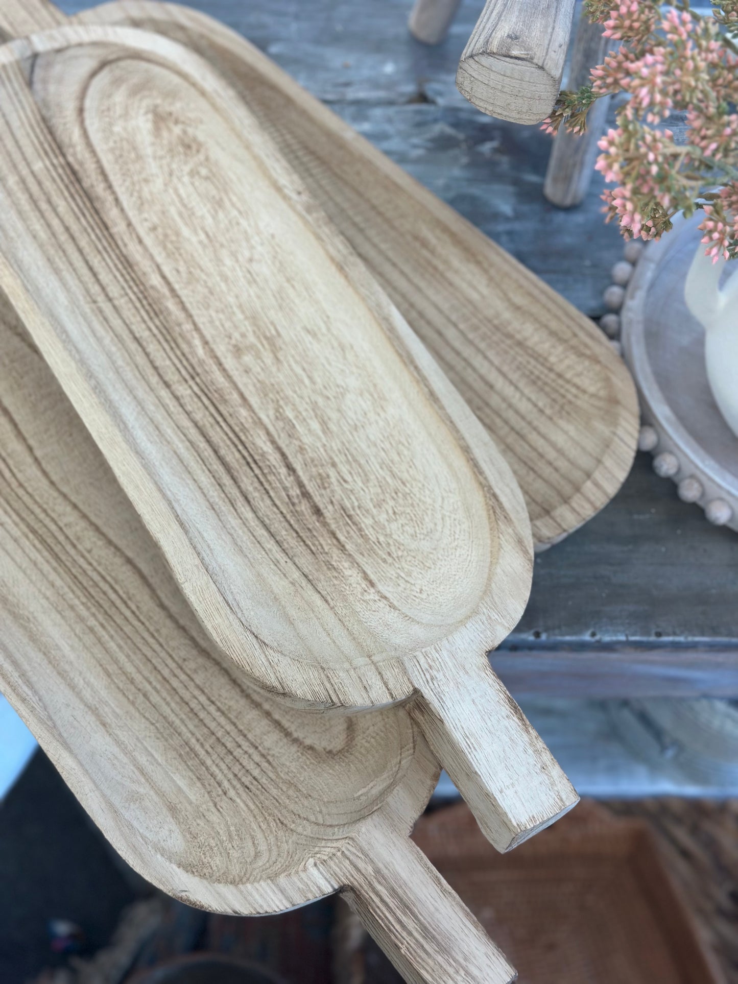 Wood boat with handle