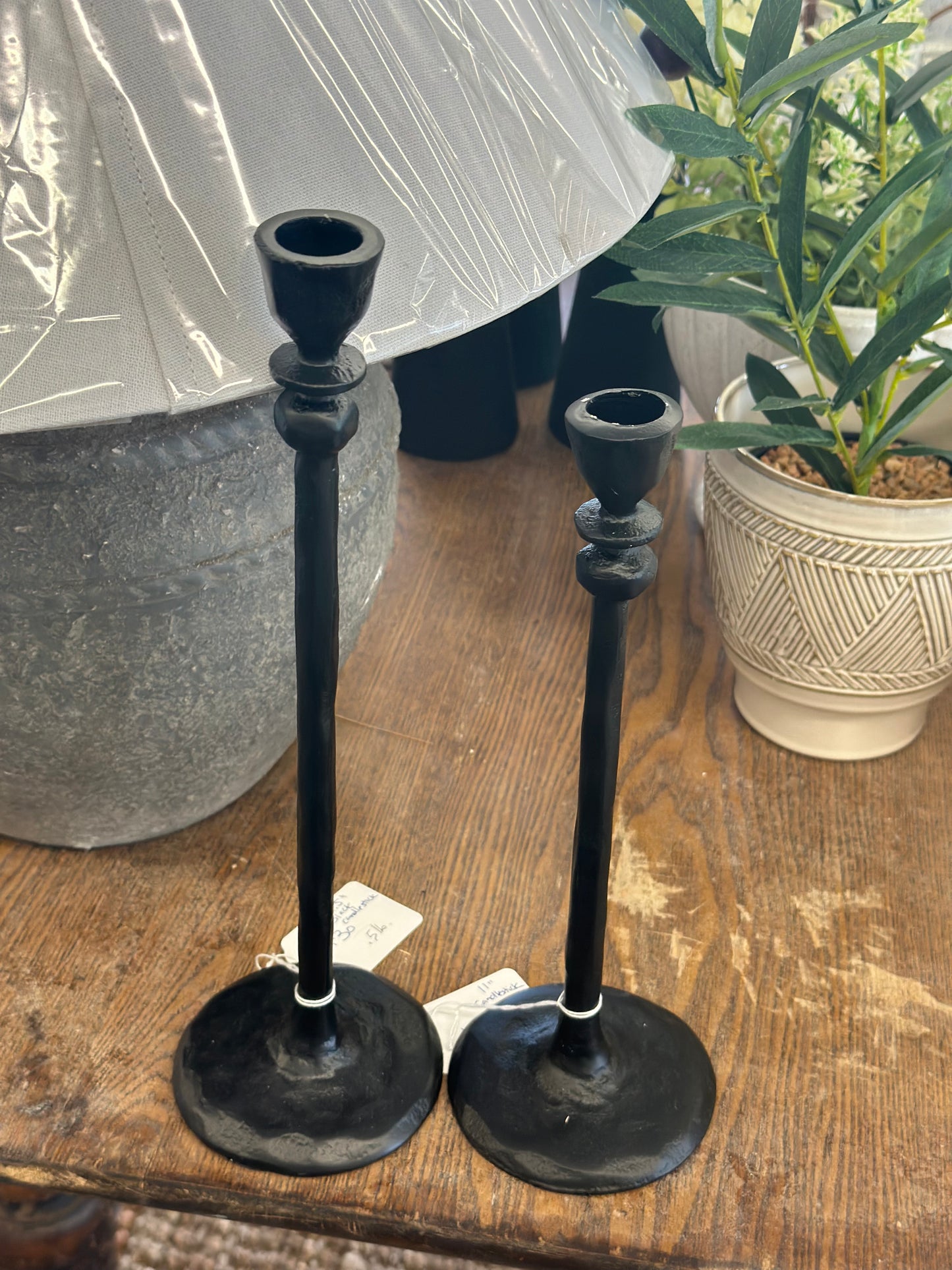 Small black metal candle stick