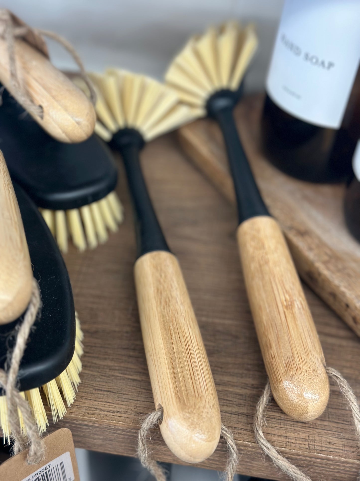 Bamboo scrub brush pots and pans