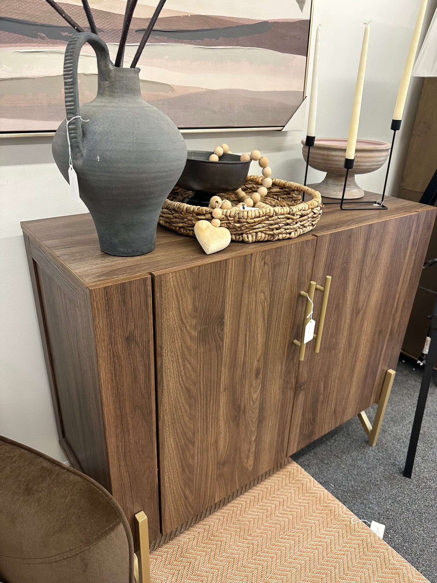 Walnut Sideboard with gold