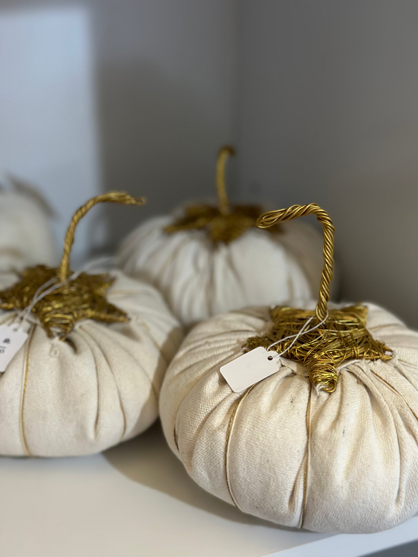 Canvas pumpkin with brass wire top