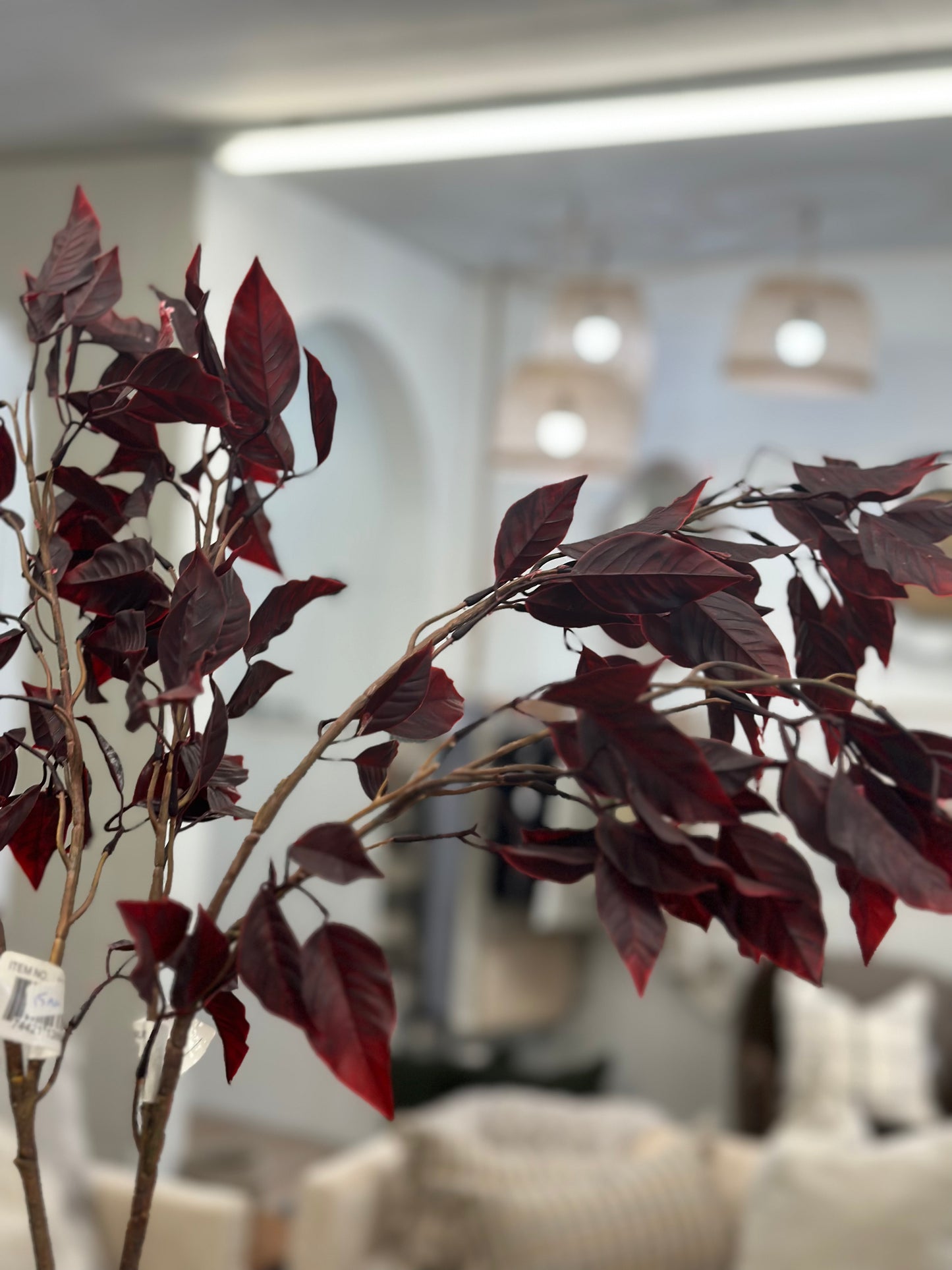 Red floral leaf spray