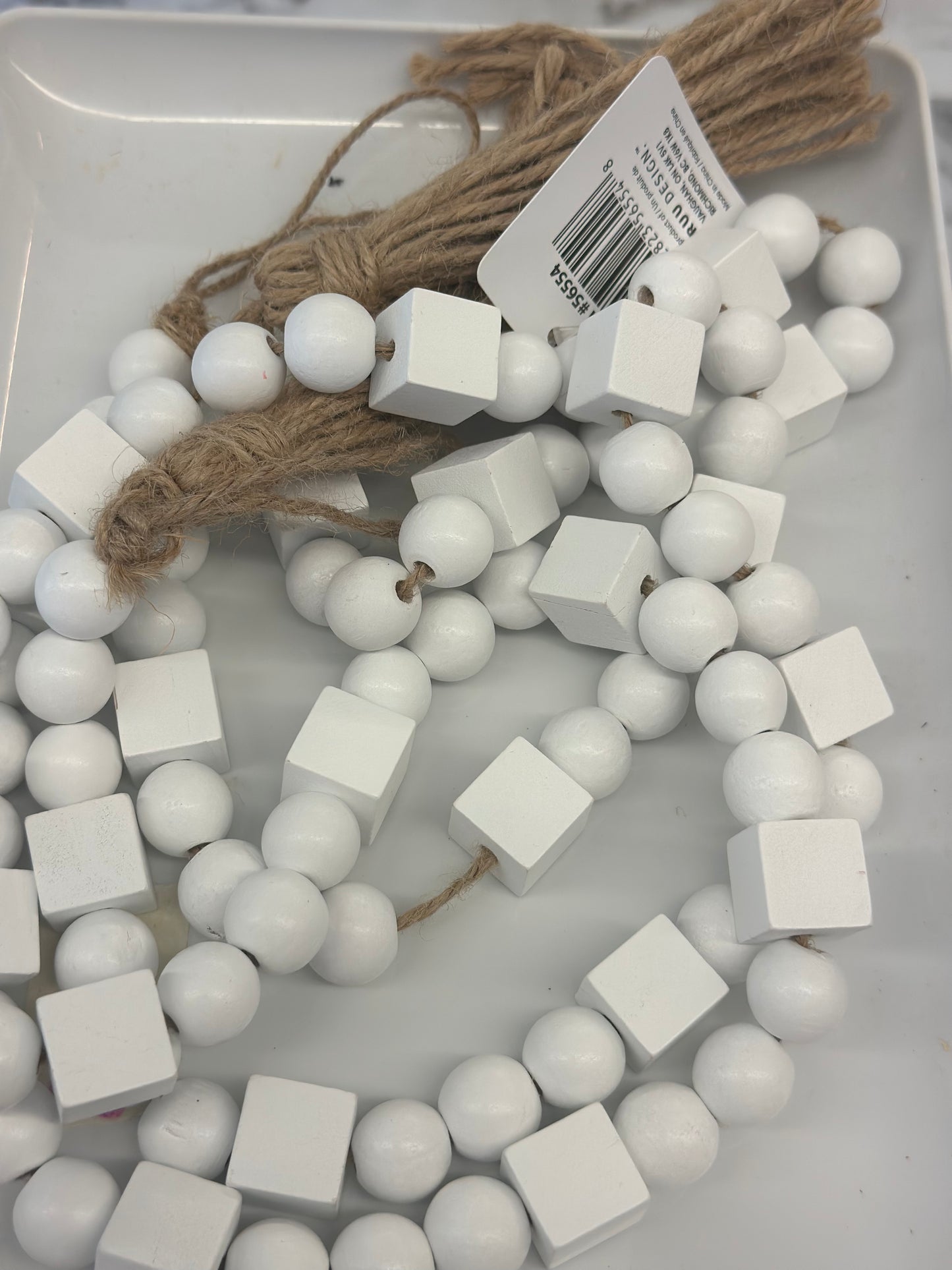 60” White bead garland