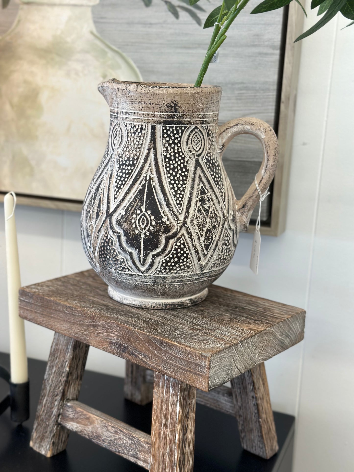 Arabesque Cream Pot with handle