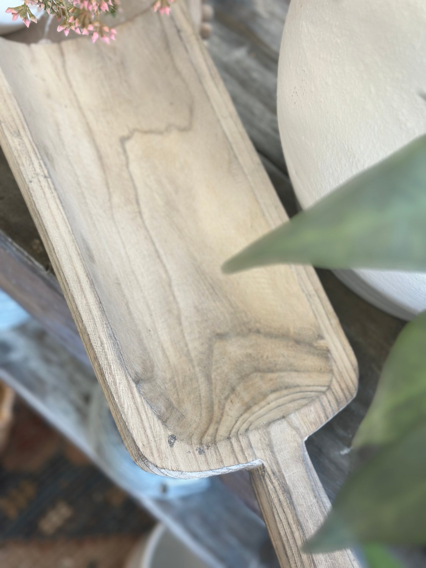 Light grey wood tray with handle