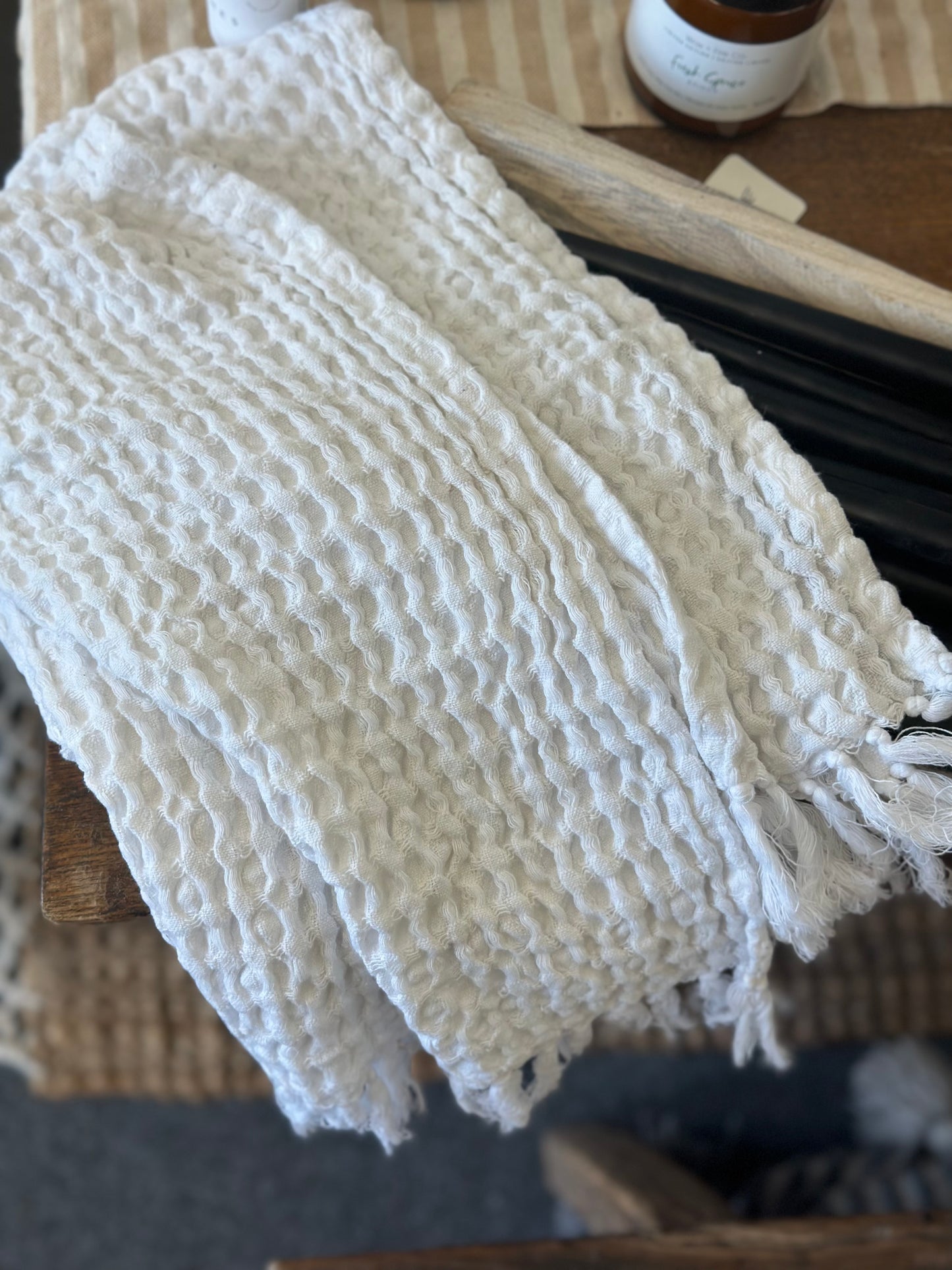 Waffle towel- white
