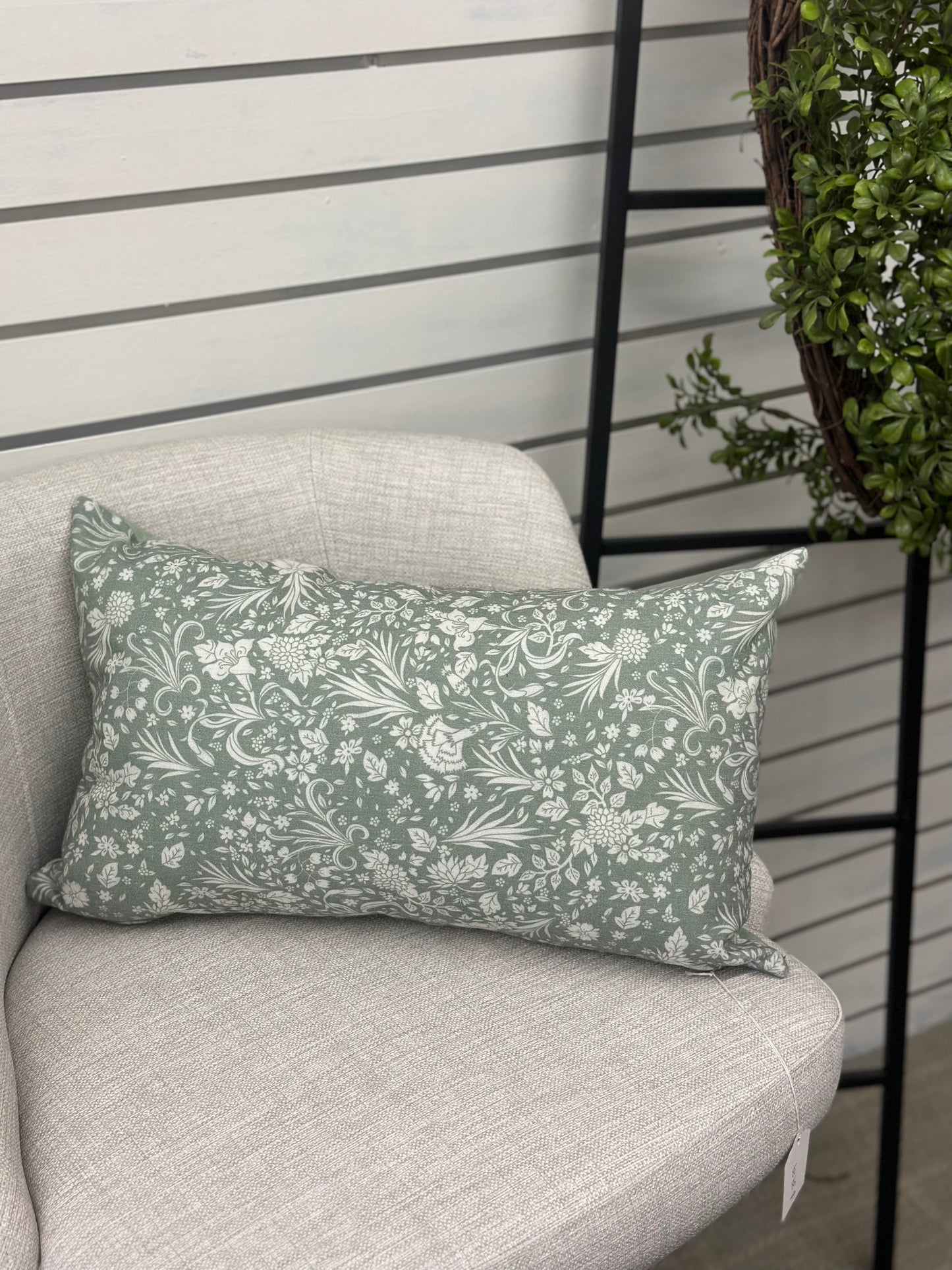 Indoor/ Outdoor green floral cushion