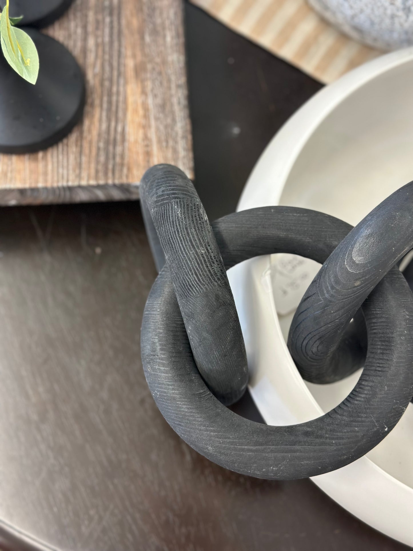 Black wood chain links