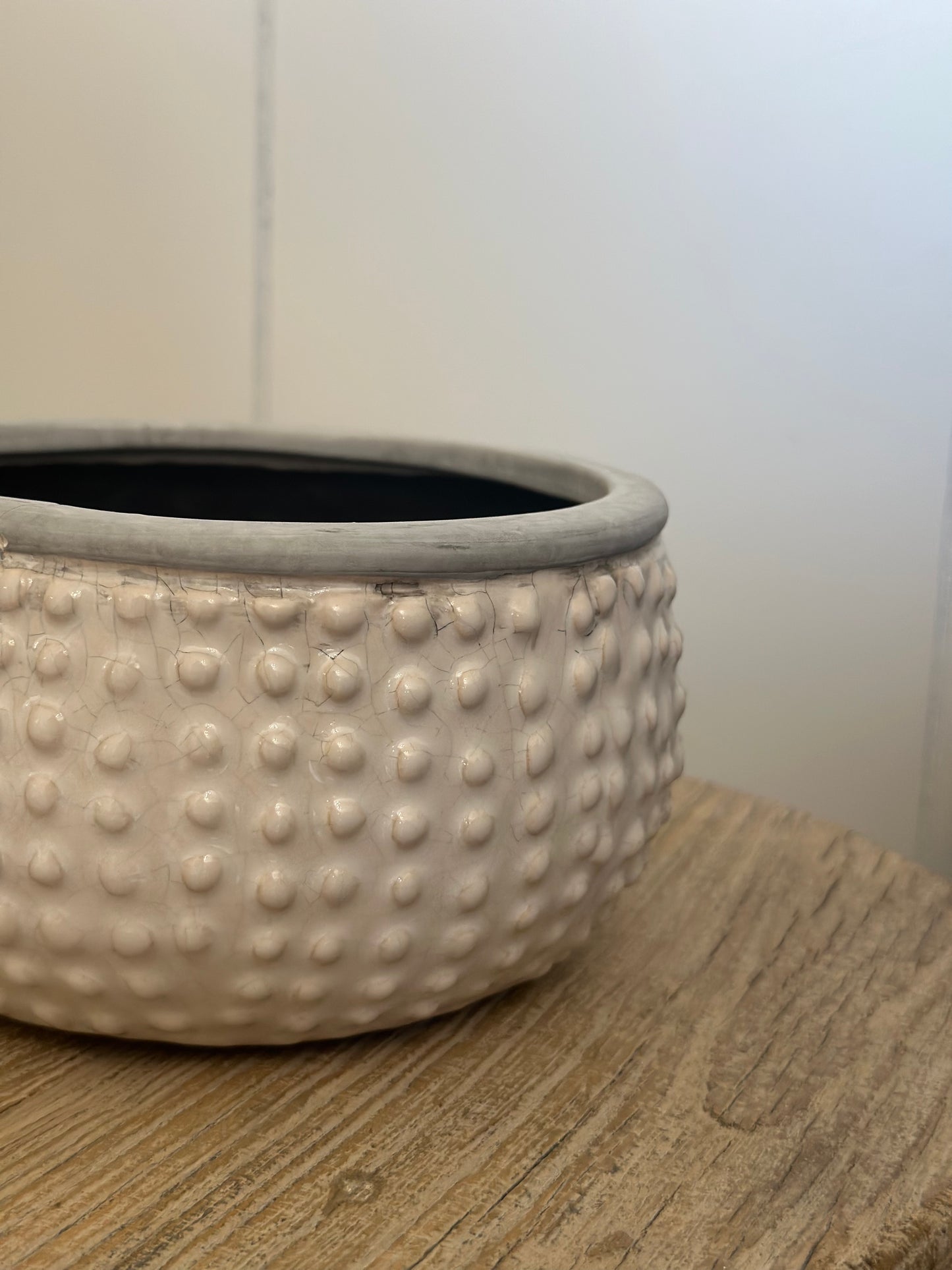 4” White Dotted Ceramic Pot