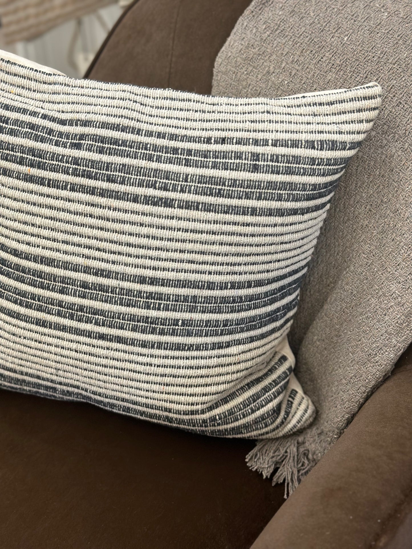 Natural/ Dark Grey striped