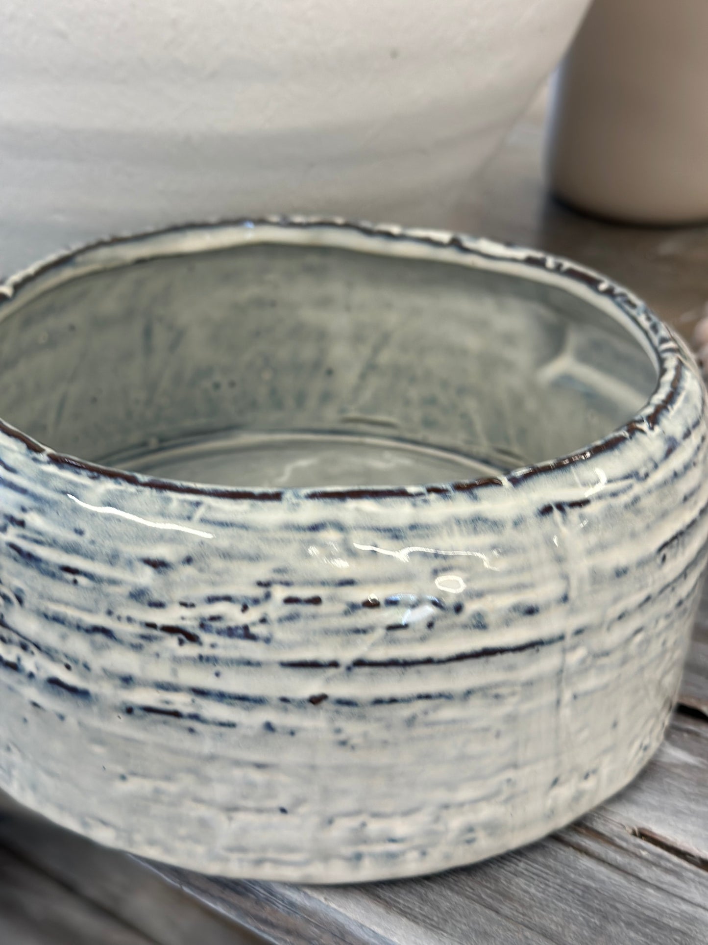 Glazed blue pot