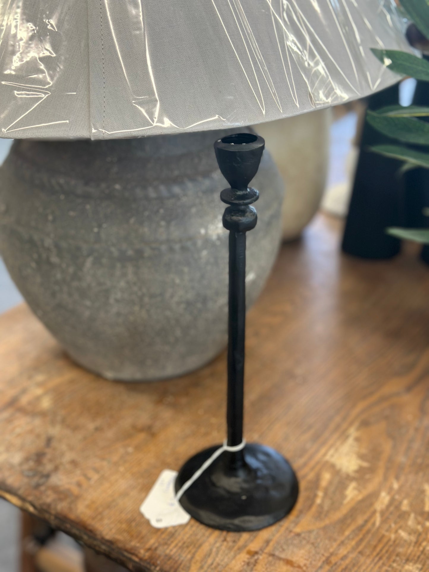 Small black metal candle stick