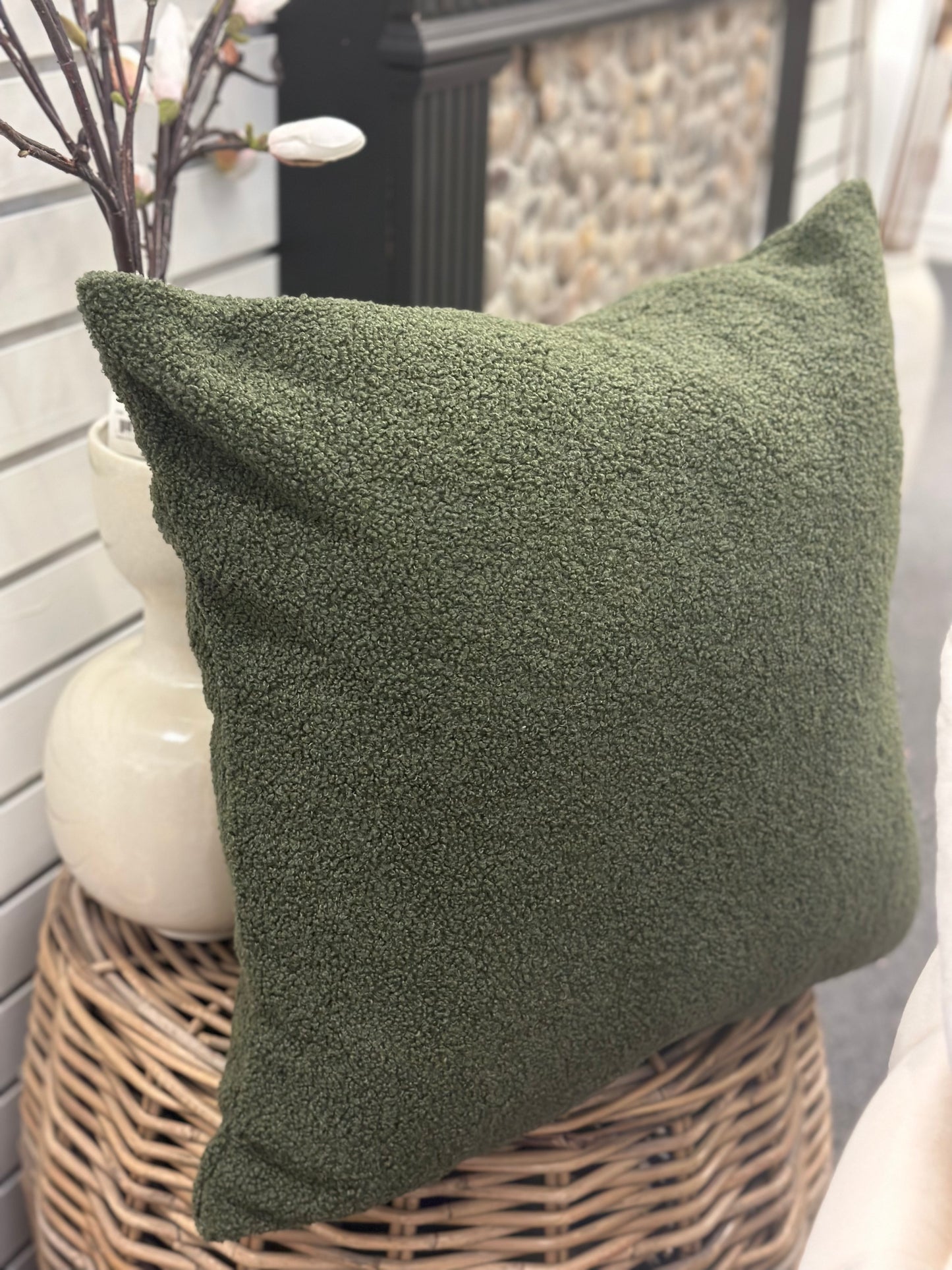 Olive Green Sherpa Pillow