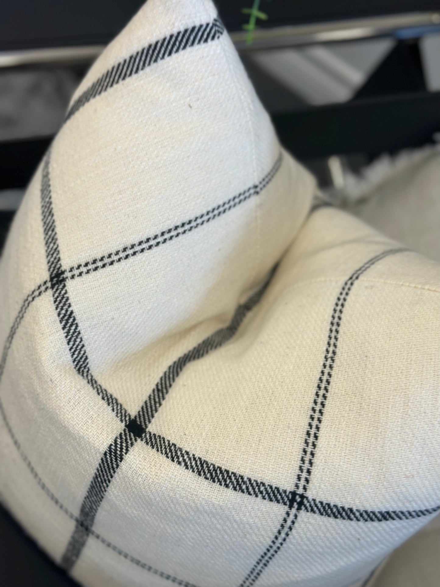 Plaid pillow down filled