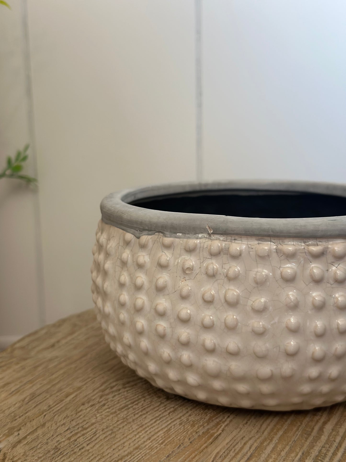 4” White Dotted Ceramic Pot