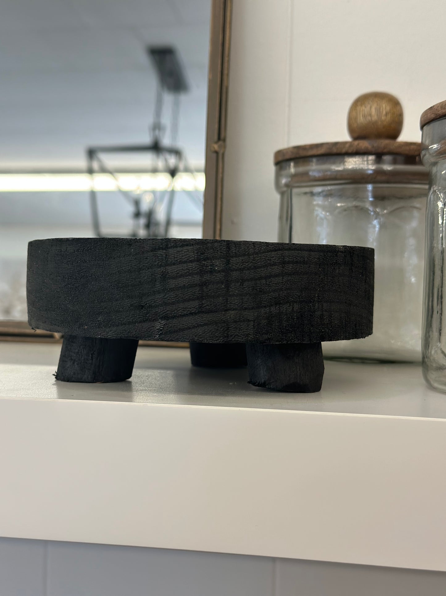 Dark wood candle riser