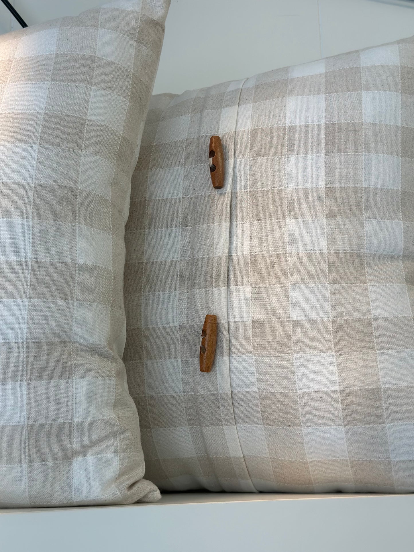 White & Beige Plaid Pillow