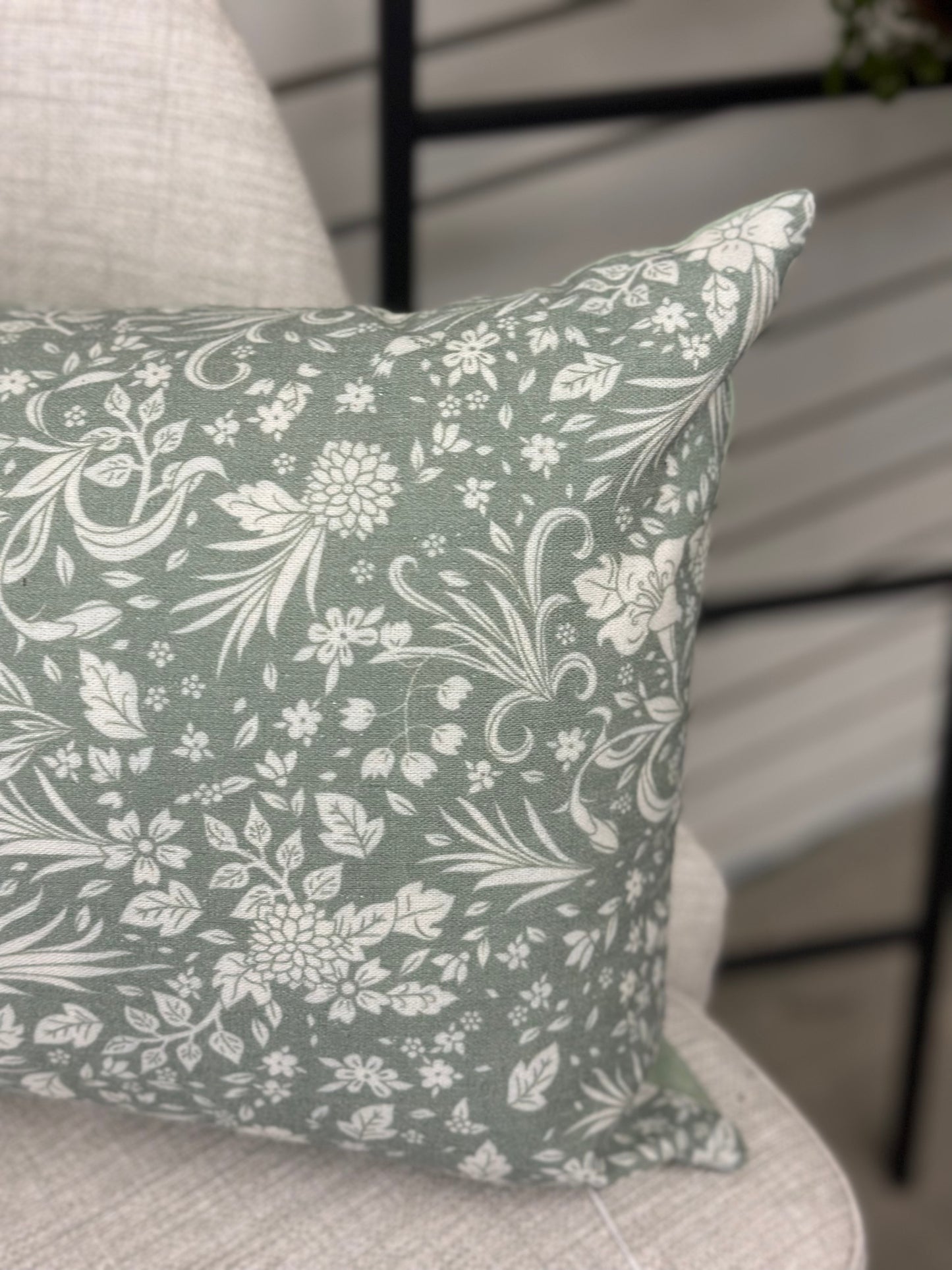 Indoor/ Outdoor green floral cushion