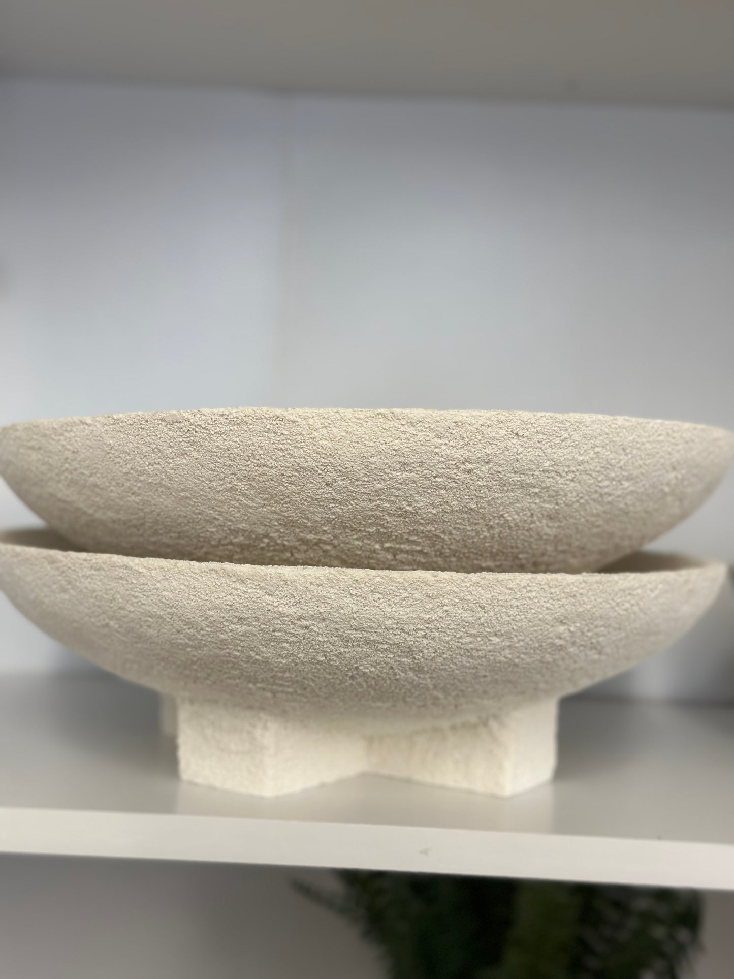 Cream ceramic textured bowl