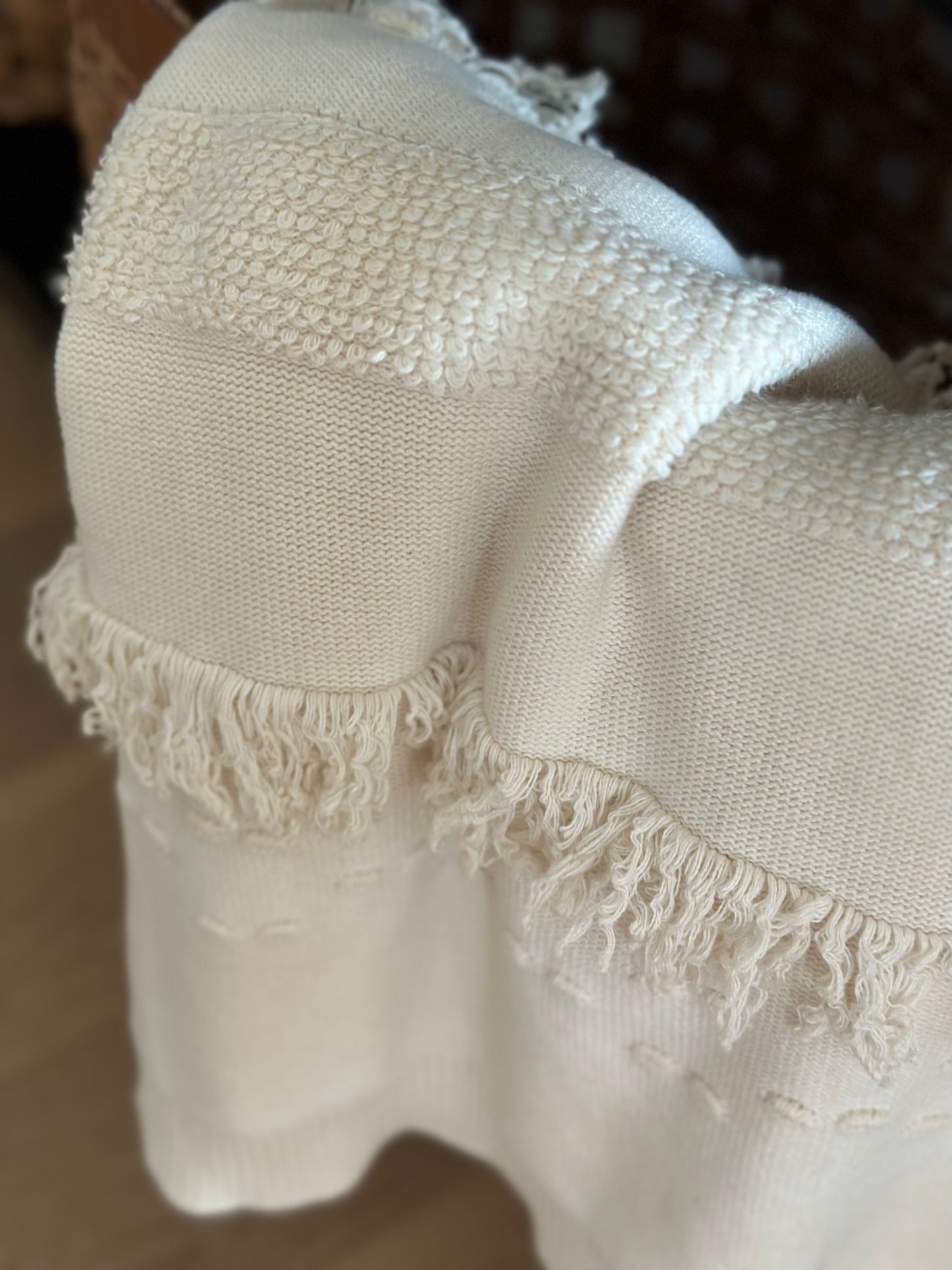 Cream boho blanket