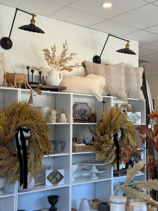 32” Faux Pampas Grass Wreath- Natural