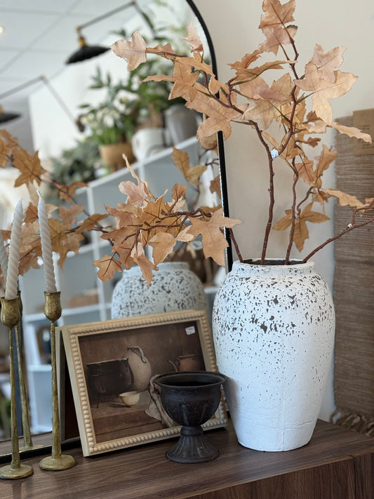 VASE LARGE TEXTURED TERRACOTTA WHITE-DRK BRWN