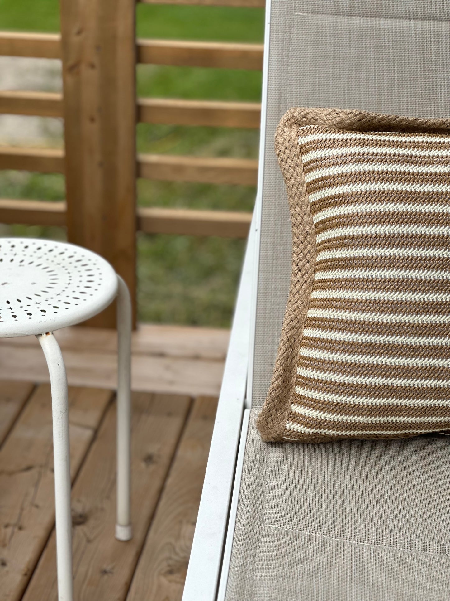 Striped jute mix indoor/ outdoor cushion