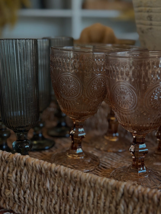 Vintage 6.5” Glass Goblet- Champagne