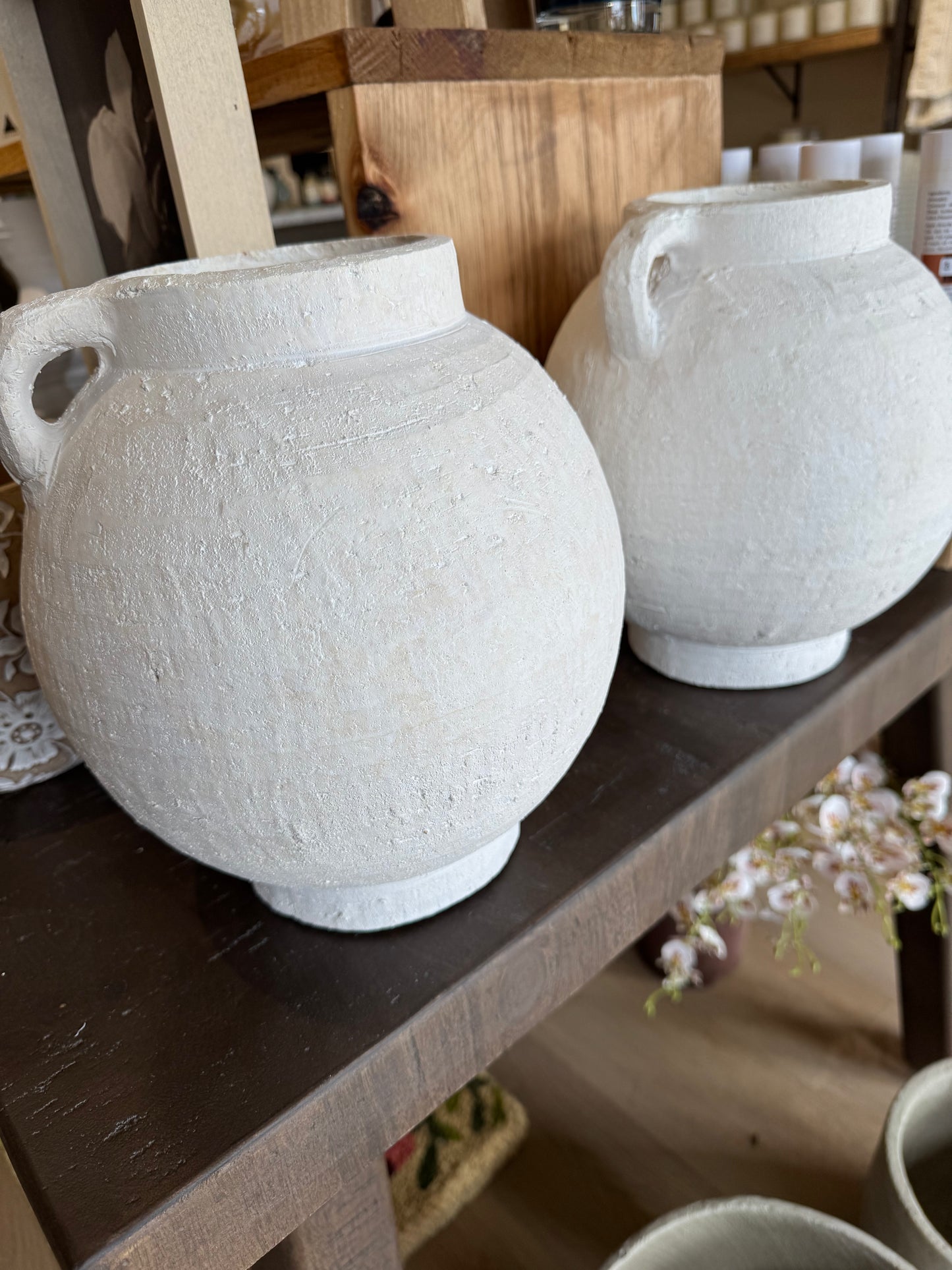 White Terracotta Vase w/One Handle