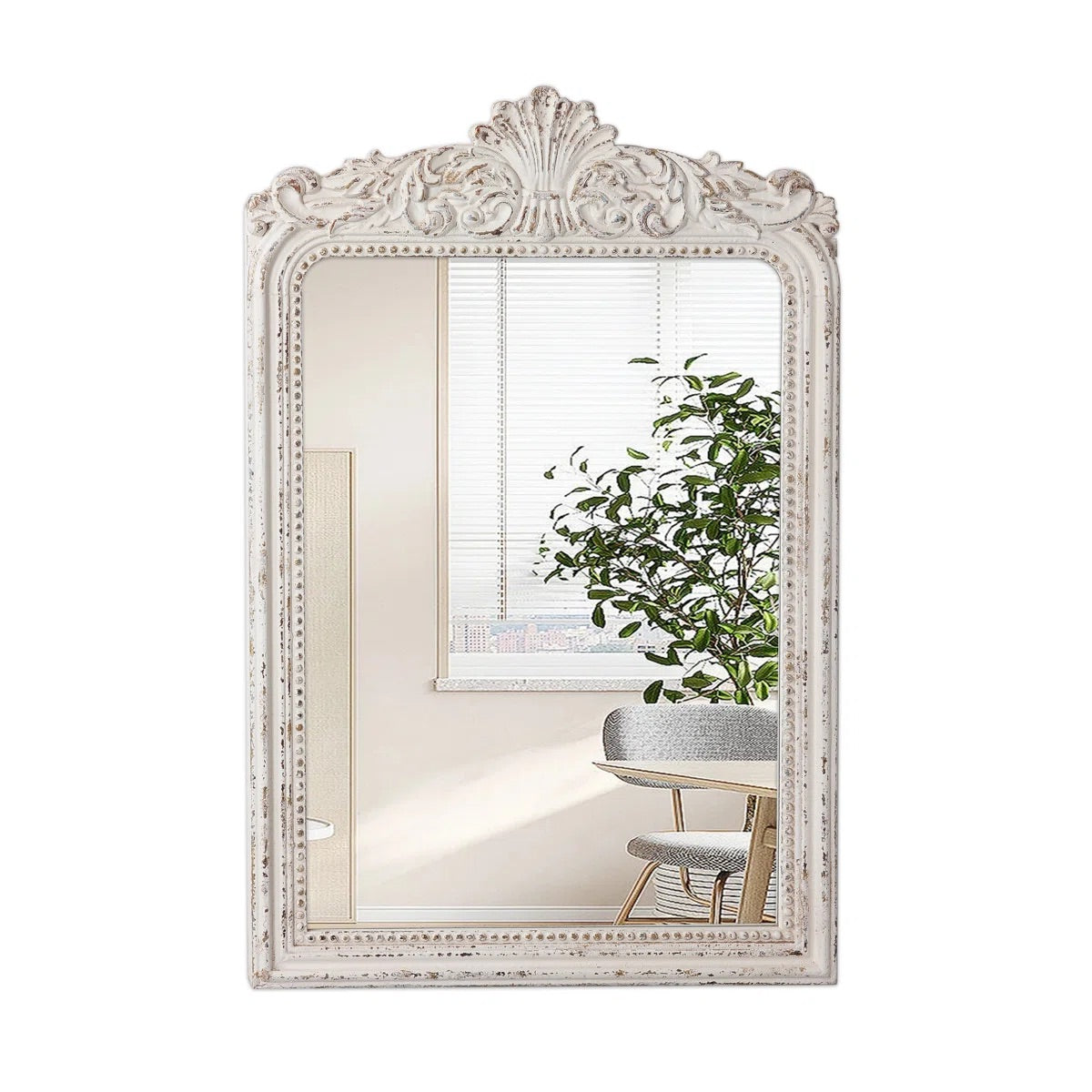 Vintage Decorative Mirror 24x36” Distressed white