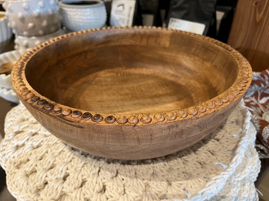 Round Wood Serving Bowl