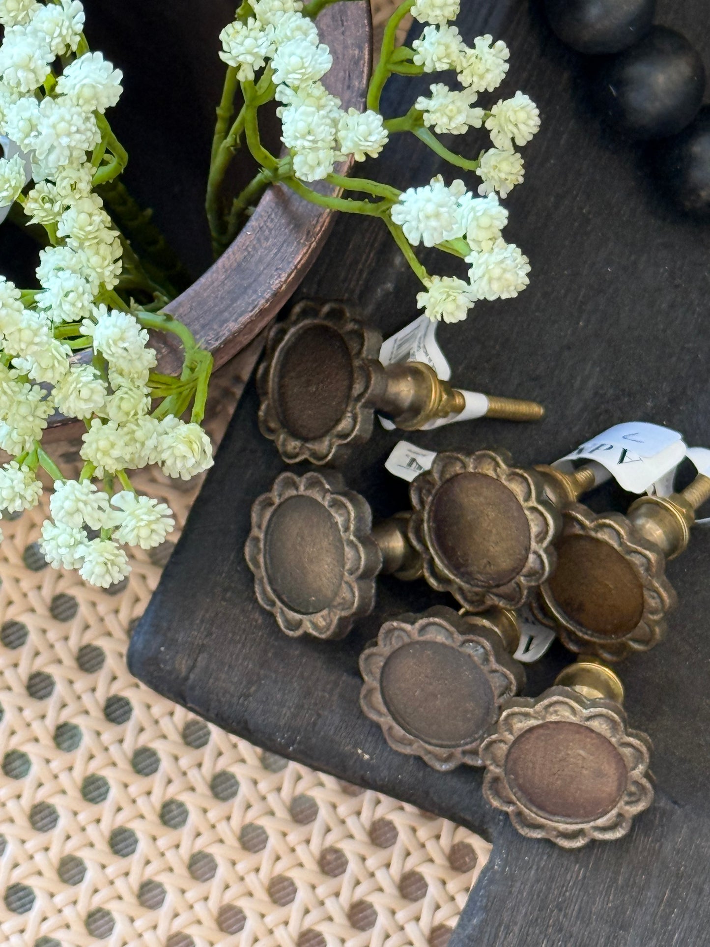 Knob iron flower antique brass
