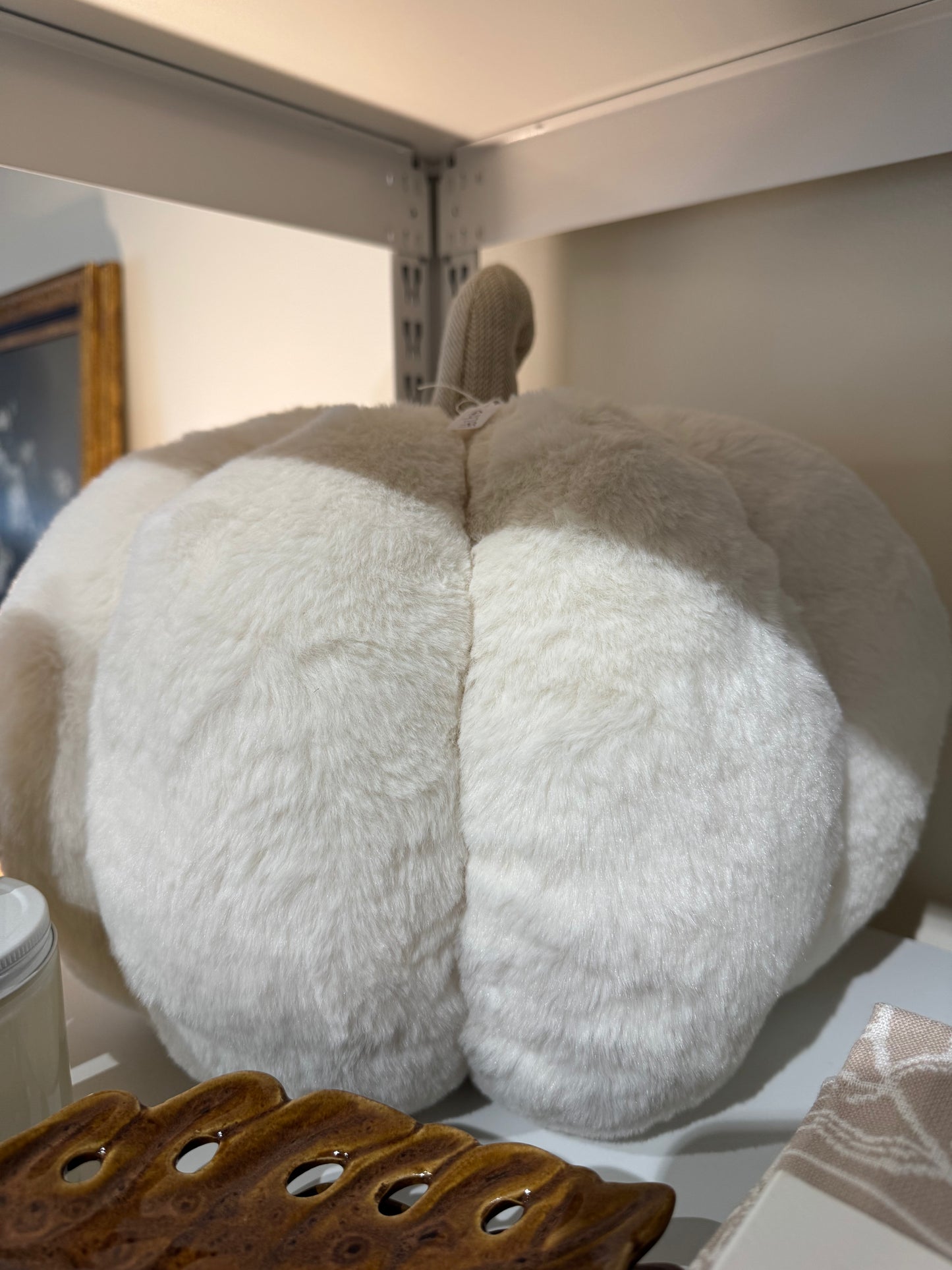 Extra Large Faux Fur Pumpkin-Beige