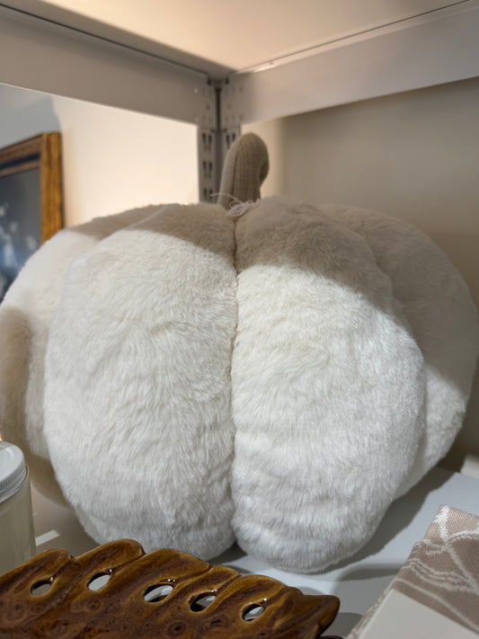 Extra Large Faux Fur Pumpkin-Beige
