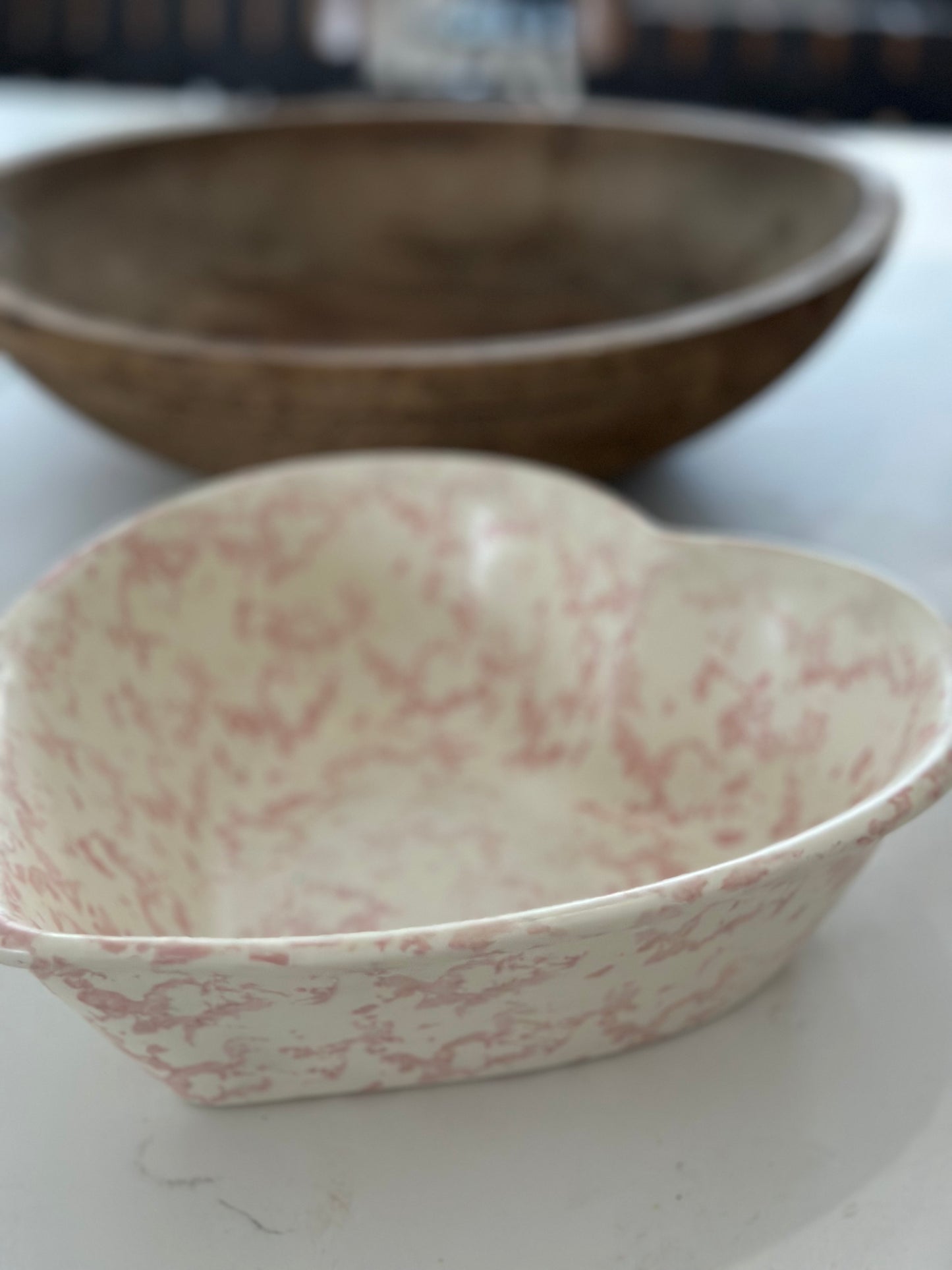 Heart pink marbled bowl