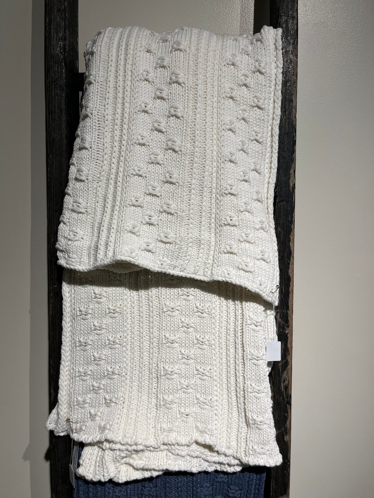 Knit Throw Blanket-Cream