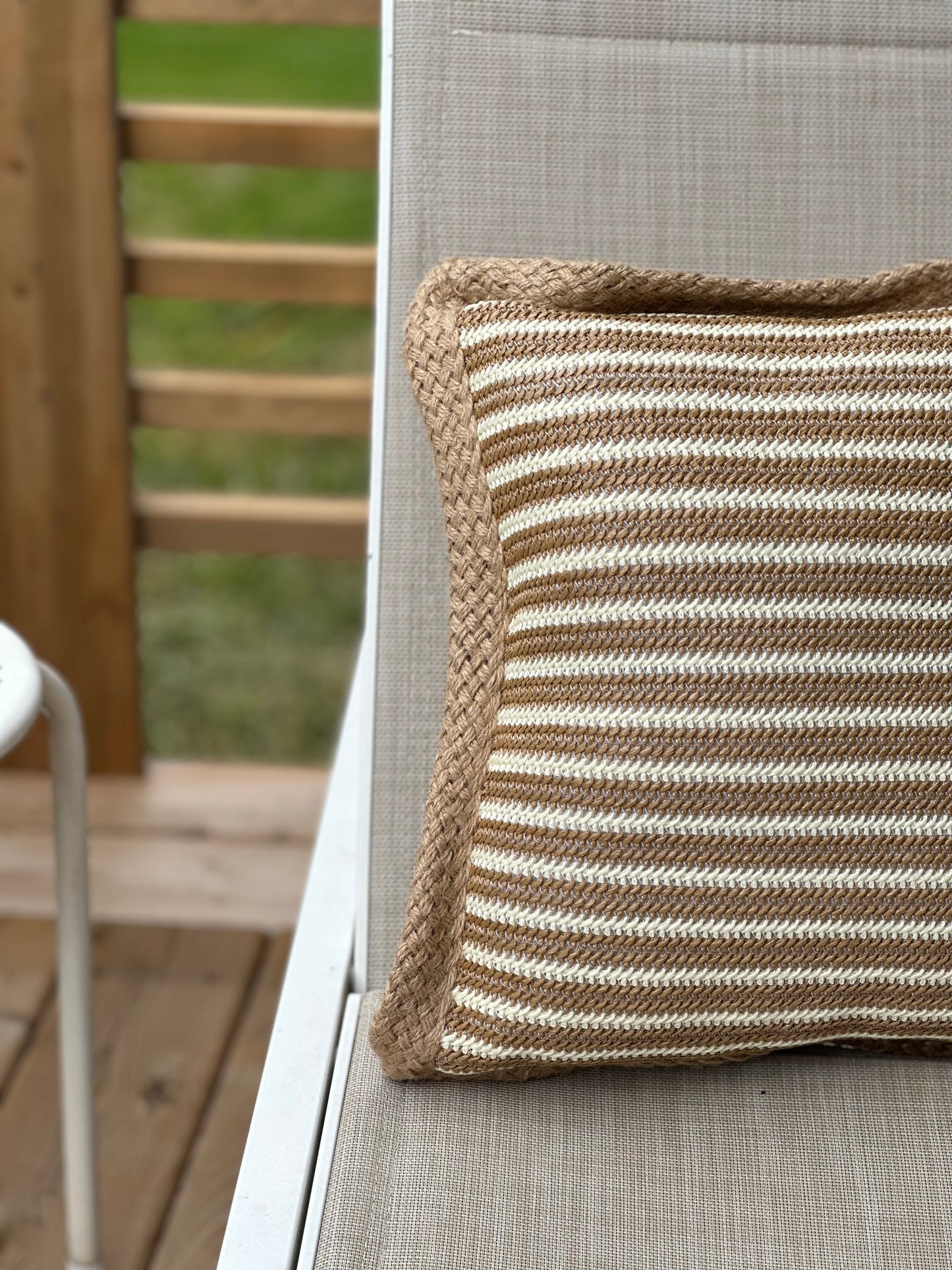 Striped jute mix indoor/ outdoor cushion