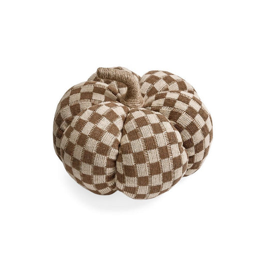 DECO PUMPKIN CHECK POLYESTER BEIGE/BROWN 9X4.5