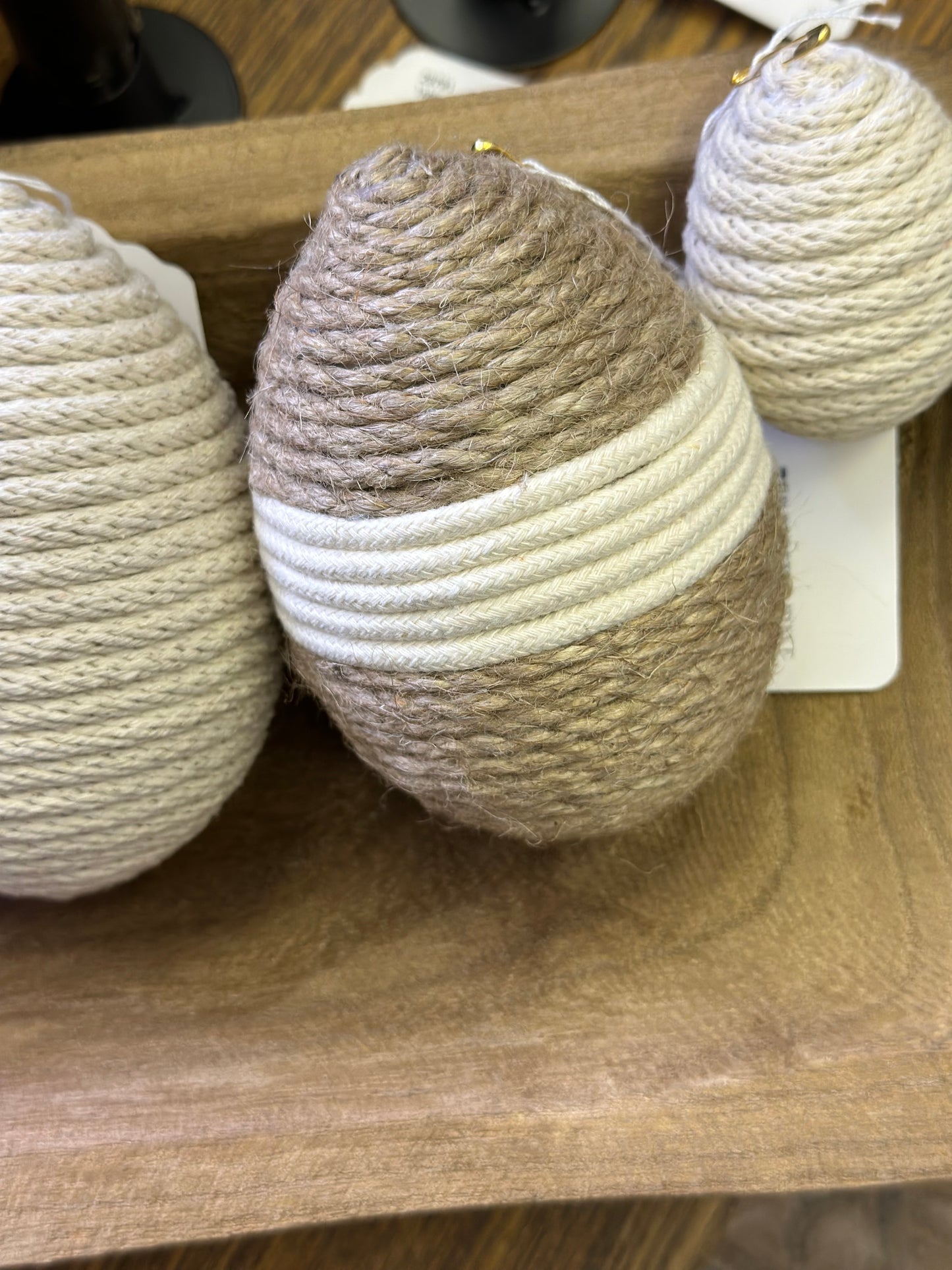 Large woven jute/ cream mix egg