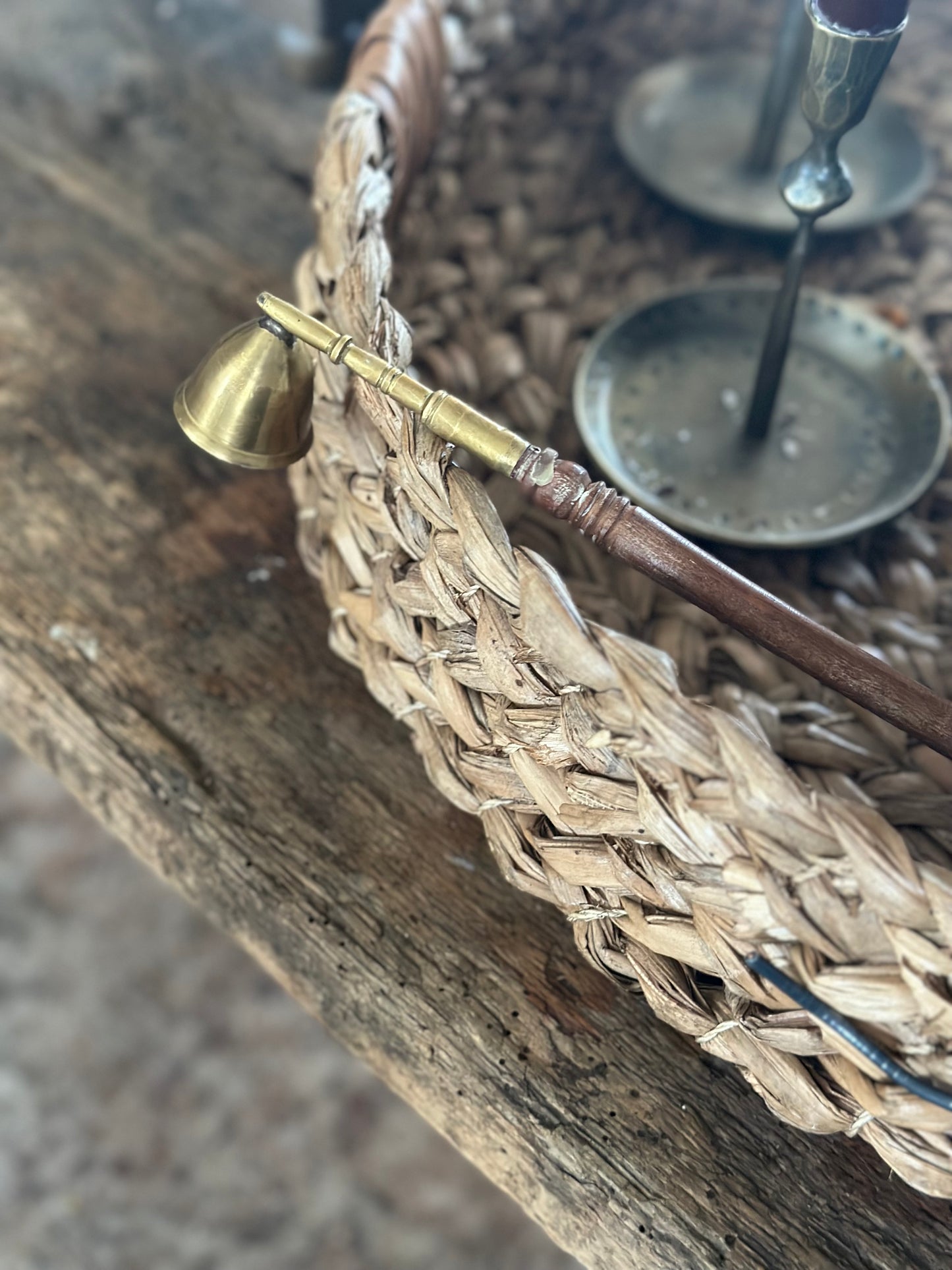 Wood & gold candle snuffer