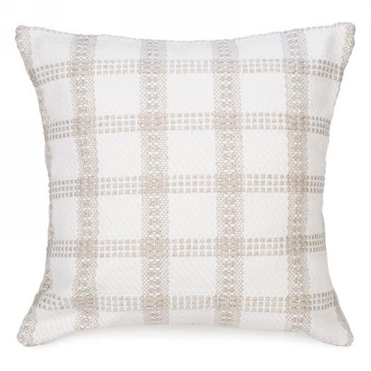 Taupe woven plaid cushion