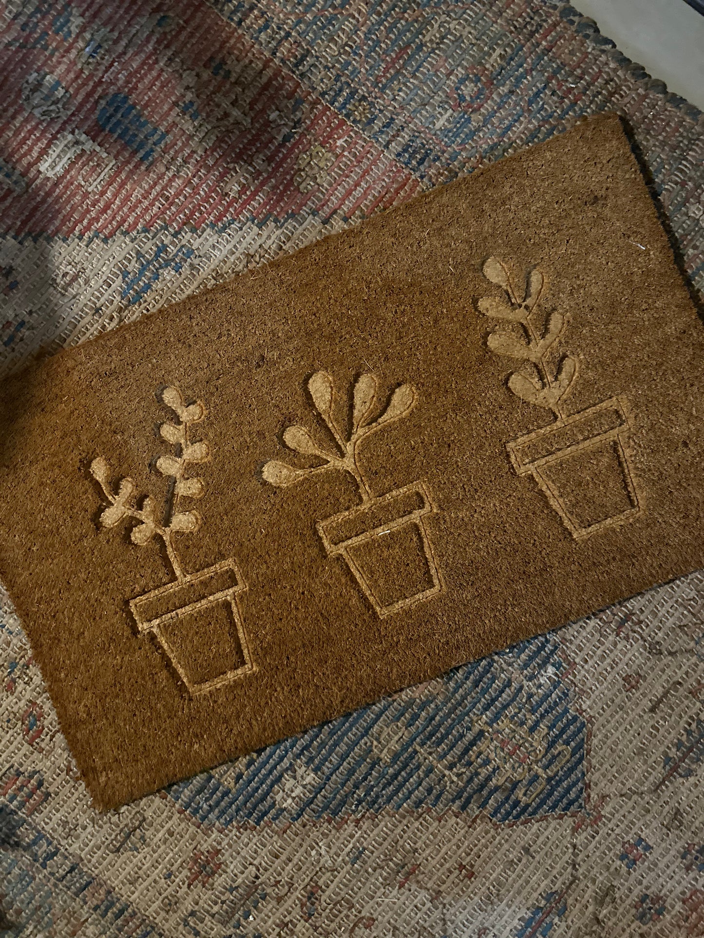 Floral potted Coir doormat