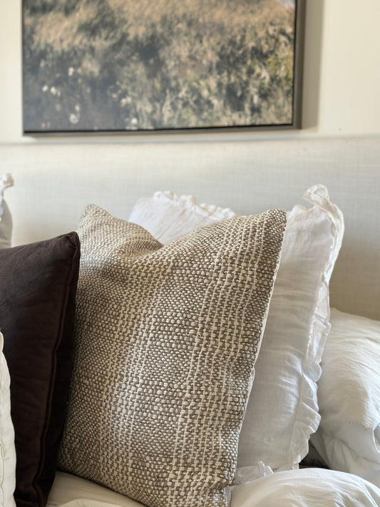 Chunky plaid cotton linen cushion 22x22 “Shiloh”
