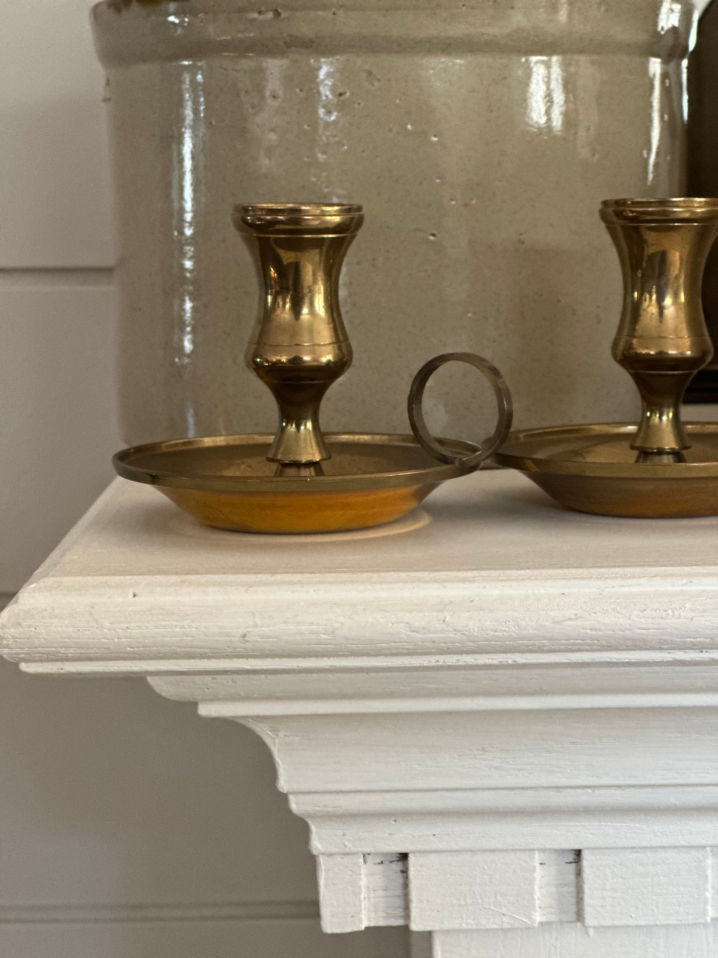 Pair of brass candle holders