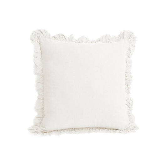 CUSHION COT WASHED W/ RUFFLE FLANGE 20X20 OFF WHIT