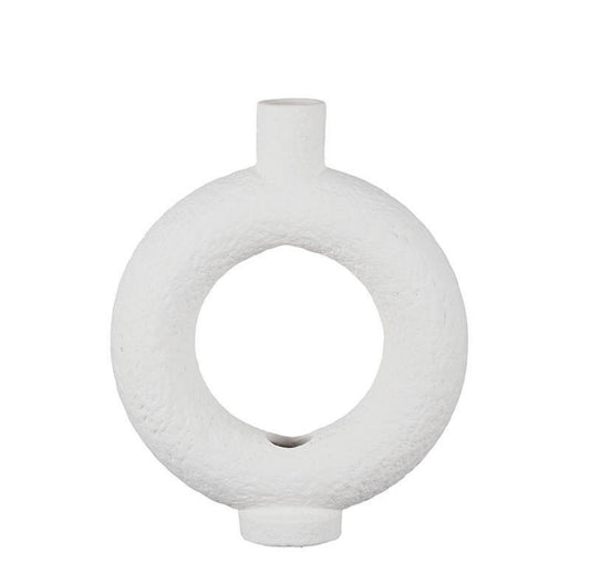 Donut Shaped Bud Vase, 8.6"H, White